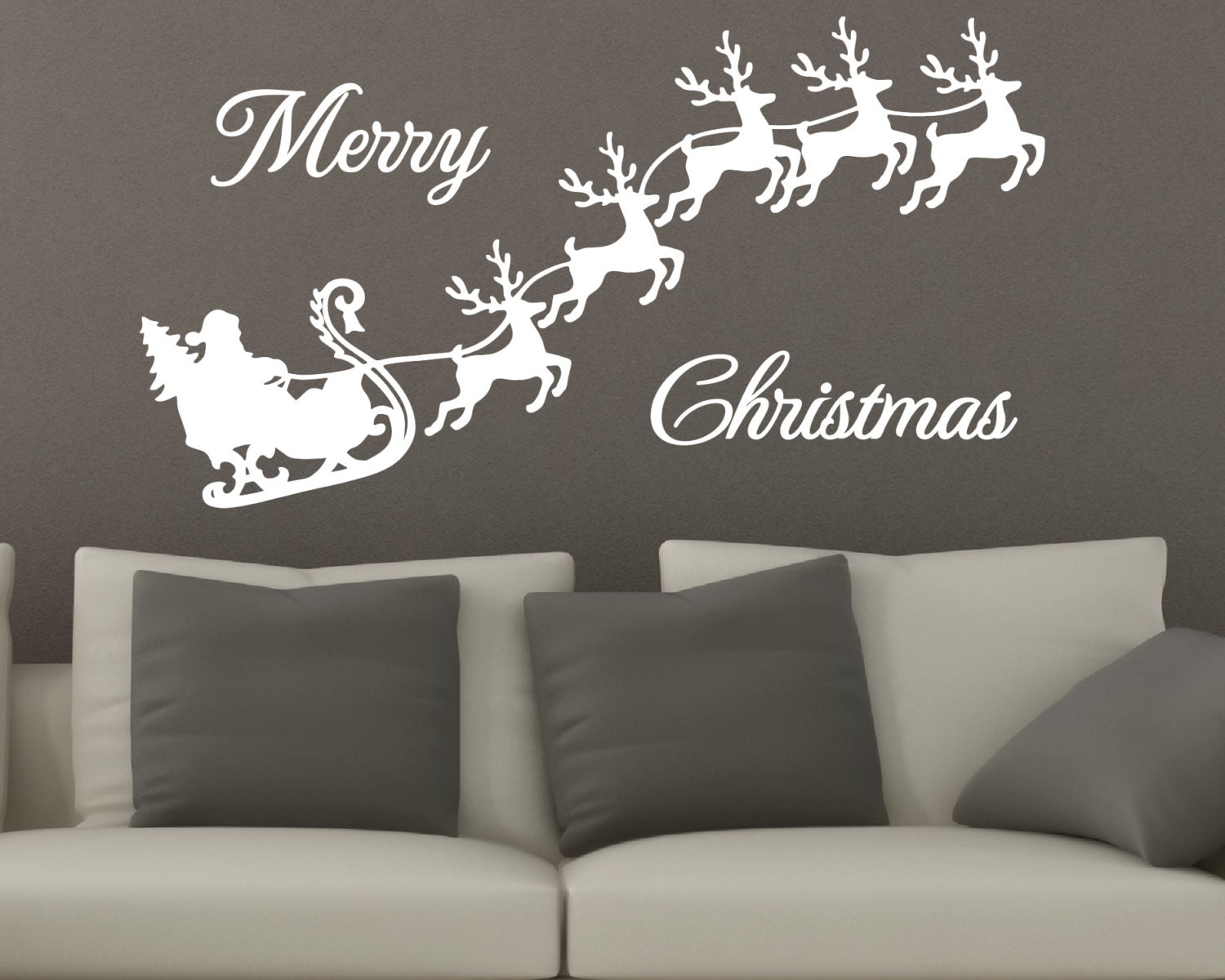 Christmas Decals Santa Sleigh Decal Holiday Decals 7681