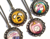 Adventure Time Necklaces - Hand drawn - Pop Culture - Princess Bubblegum - Lumpy Space Princess LSP - Lady Rainicorn - Jake the Dog