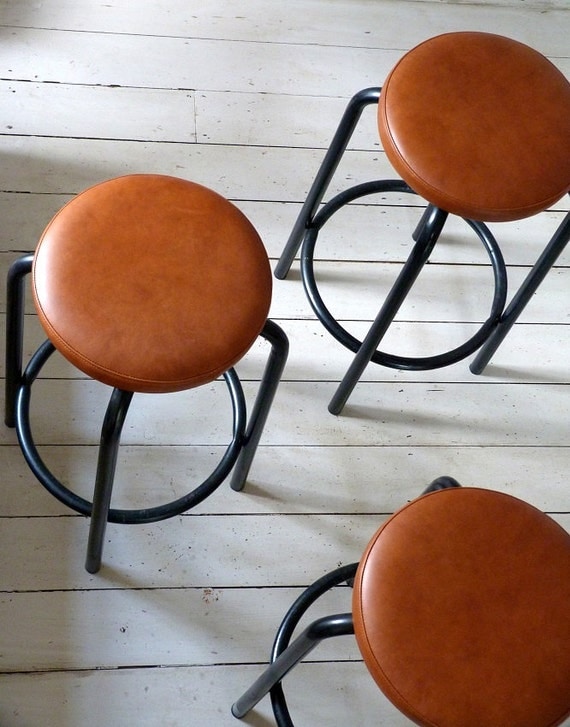 Vintage Set of Three Industrial Leather Bar by OrmstonSaintUK