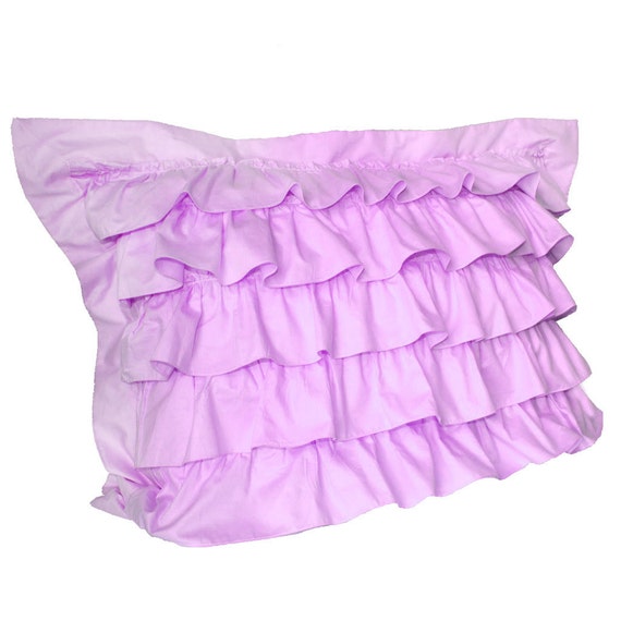Purple Ruffle Cotton Pillow Sham by LovelyDecor on Etsy