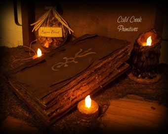 Primitive Book Of Shadows Spell Book Halloween Decor