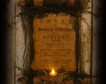 Primitive Witch's Trial Scroll Halloween Decor