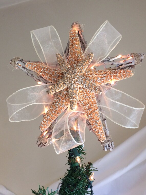 Starfish Tree Topper Lighted Coastal Christmas Tree Star