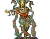 Hindu Lord Krishna Statue Brass Krishna Playing Flute
