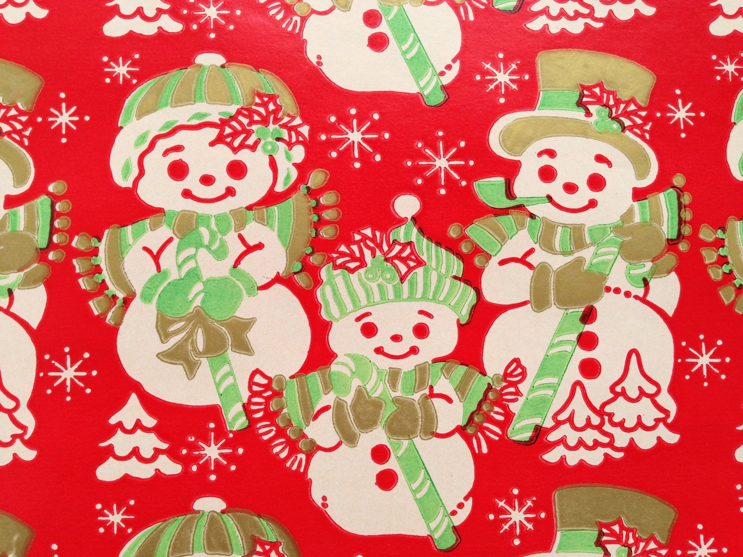 Vintage Christmas Gift Wrapping Paper Gold Accented Holiday Vintage Christmas Gift Wrapping Paper Gold Accented Holiday