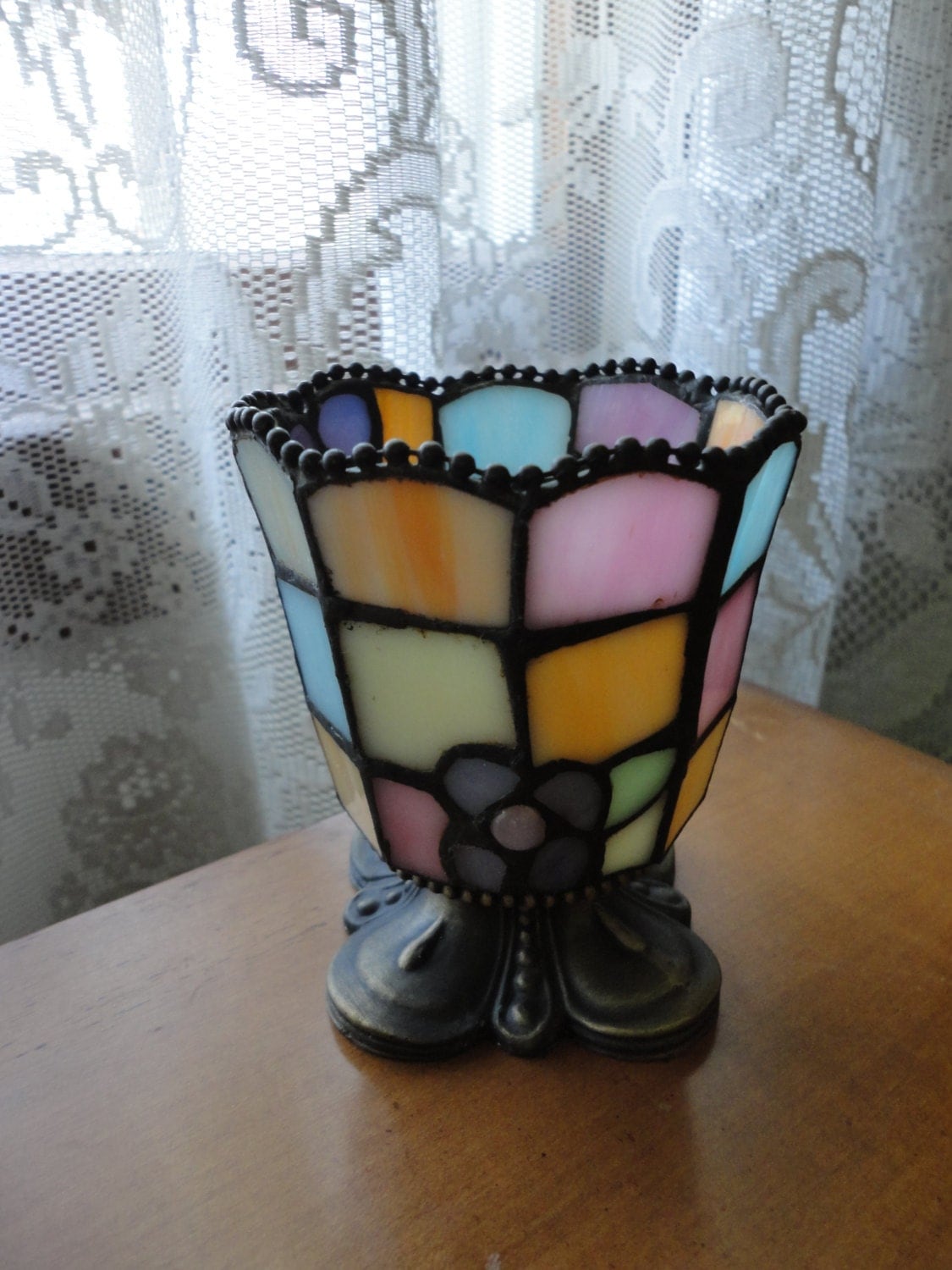 Vintage Partylite Tiffany Style Mosaic Candle Holder by MaybeMaybe