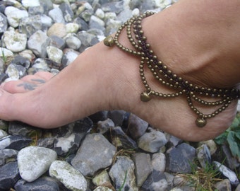 Indian anklet, gypsy anklet, Brass Bronze anklet, Macrame anklet, Boho anklet, hippie ankle bracelet, festival anklet, gift for her