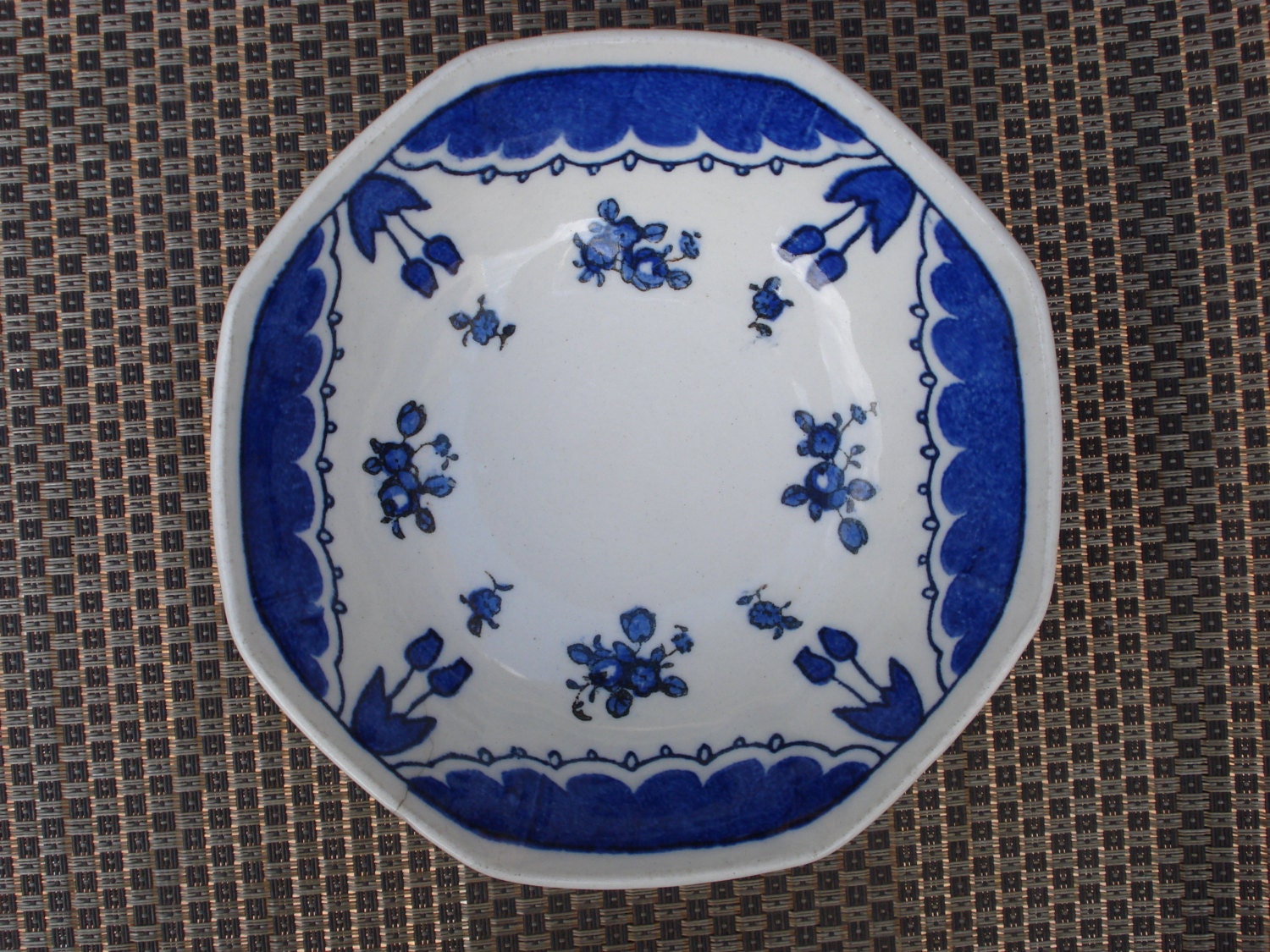 AntiqueRoyalDoultonKayEngland BlueWhiteBowlD3776Circa1914