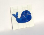 Whale Wall Hanging // Beach Wall Art // Blue and White Mosaic