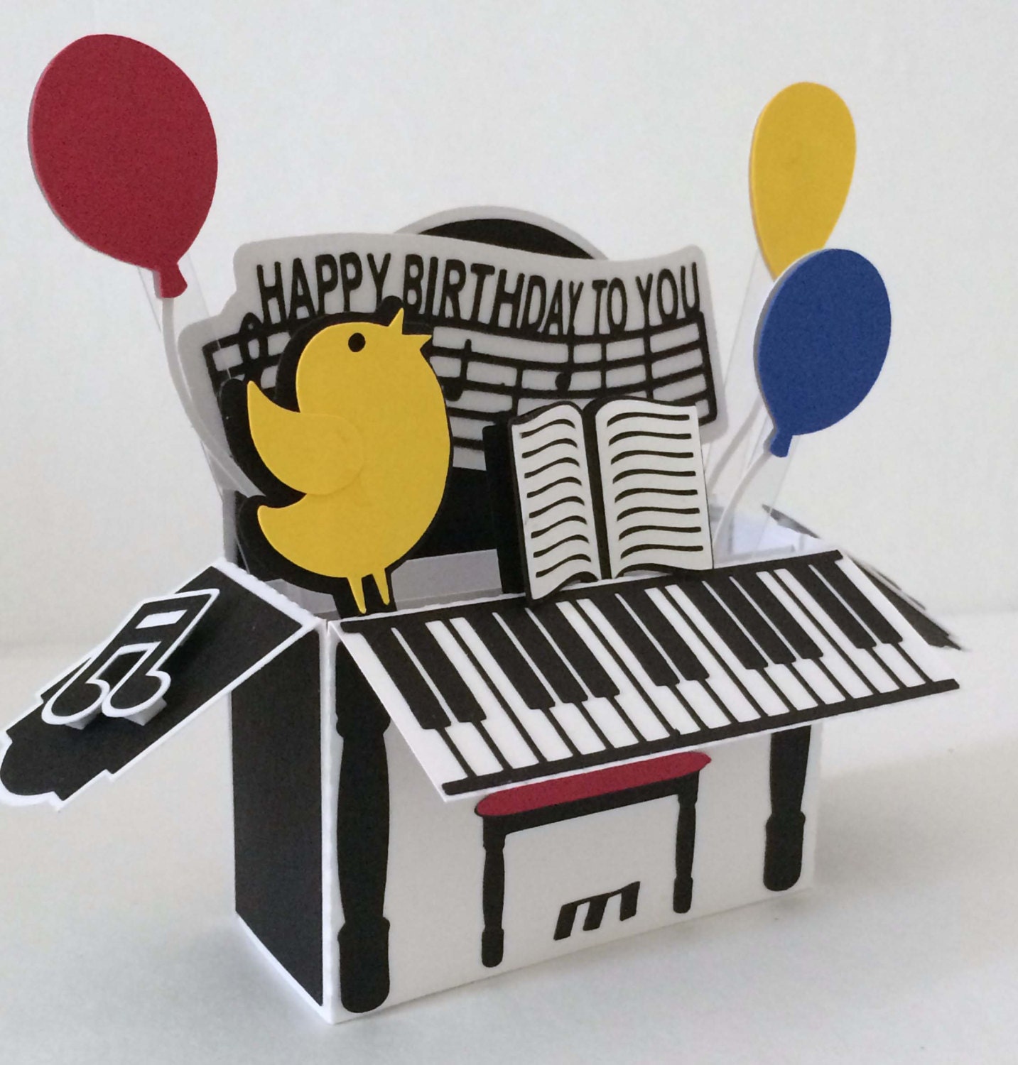 Download Happy Birthday Piano Card In A Box 3D SVG