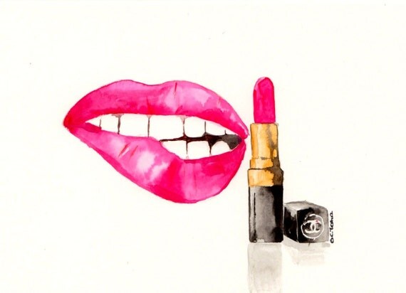 drawings tumblr lips Make Chanel Watercolor Up illustration lipstick