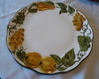 Vintage Stangl Pottery 12 inch serving bowl in sculpted fruit pattern