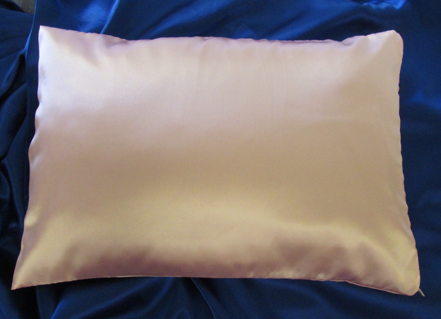 Travel size zippered ivory satin pillowcase by AstiDesigns