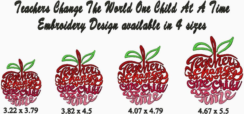 Download Teachers Change the World One Child at a Time Embroidery