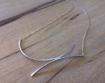 Geometric statement necklace, Geometric modern necklace, Contemporary Boho chic, Modern jewelry, Sterling silver necklace, Moon necklace