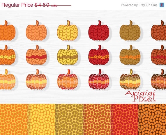 ON SALE 50 % OFF pumpkin clip art & digital paper set , autumn clipart, warm fall colors, scarpbooking, commercial use, digital elements, in Il_570xn