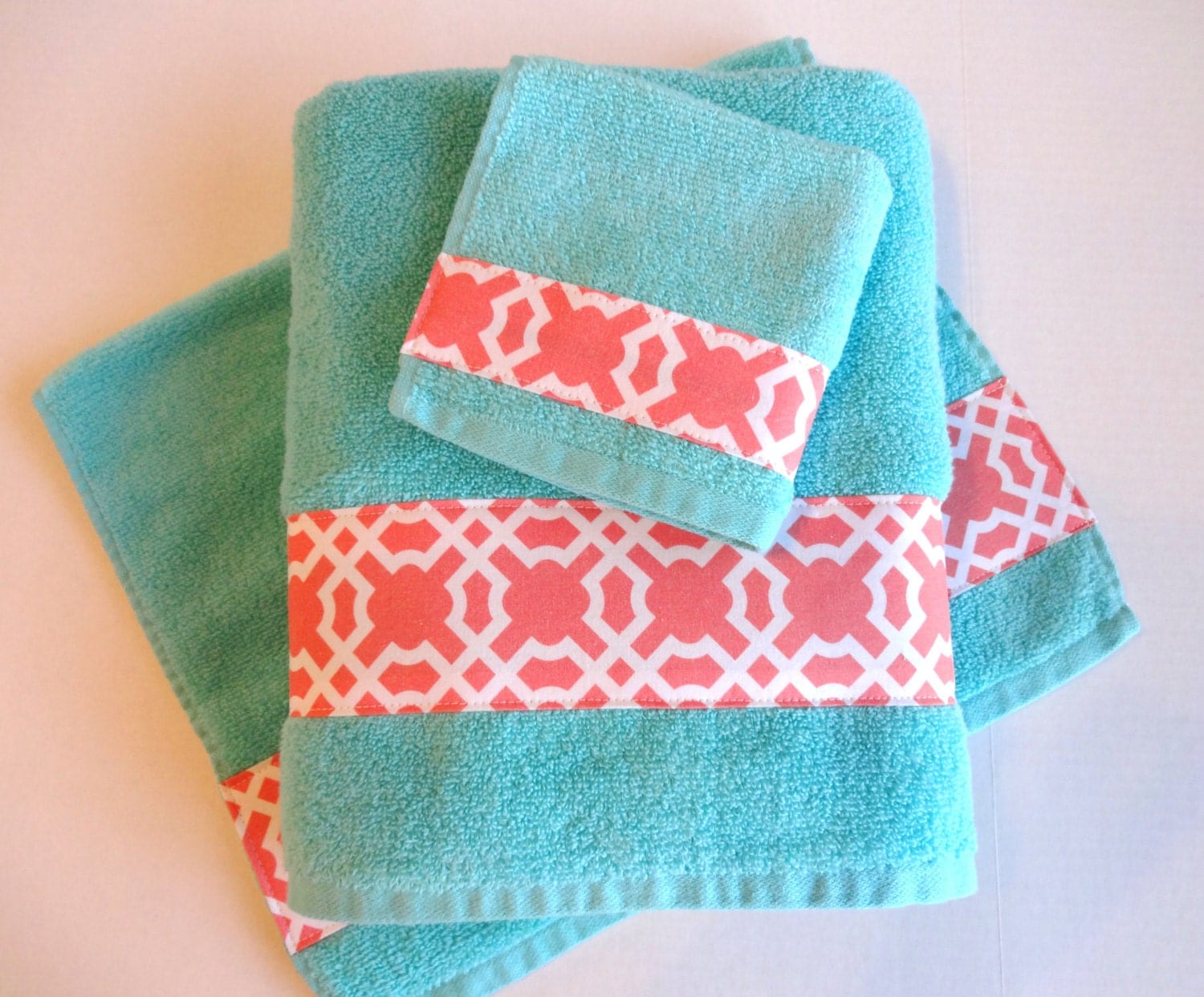 coral colored towels