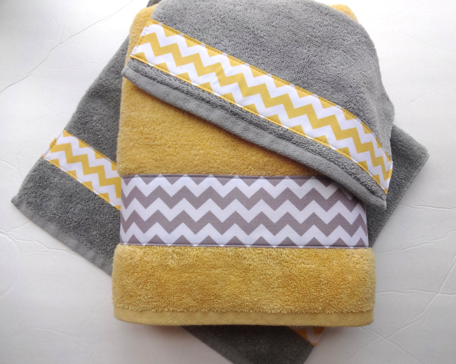 Pick Your Size Towel yellow and grey towels gray and yellow.