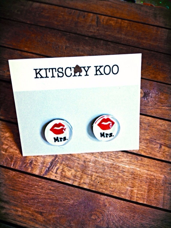 Mrs Wedding Earrings surgical steel glass earrings