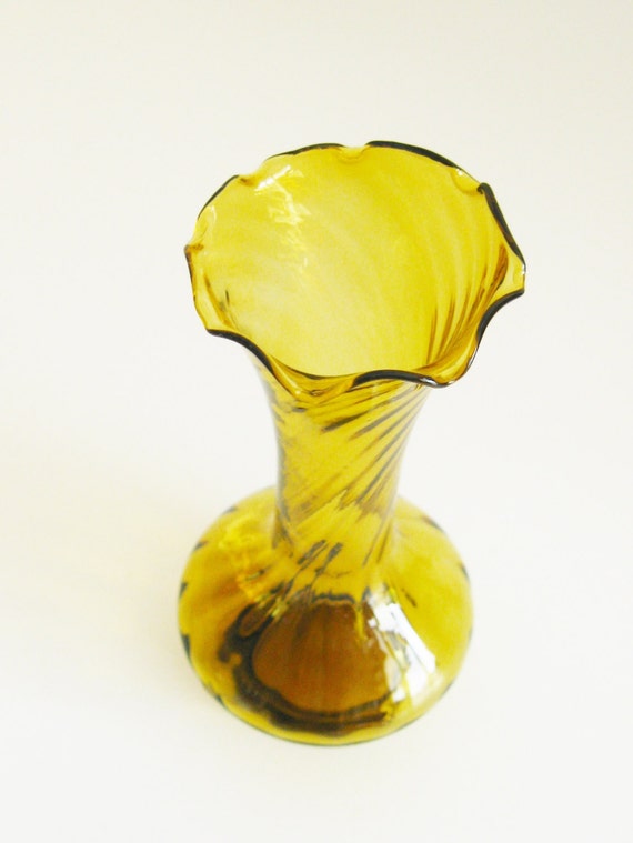 Amber Glass Bud Vase Hand Blown by mainevintagetreasure on Etsy