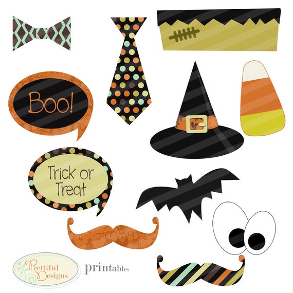 Halloween Digital Photo Props DIY Printable Witch Hat Frankenstein Mustaches Il_570xn