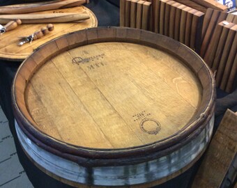 Lazy Susan from wine barrel end