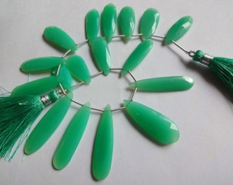Gorgeous Natural Chrysoprase faceted long pear shape briolette sold per 8-inch strand 17 pieces 100% natural