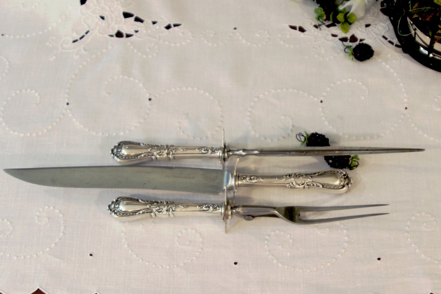 Antique 3 Piece Carving Set 1847 Rogers Bros. 1890 Navarre