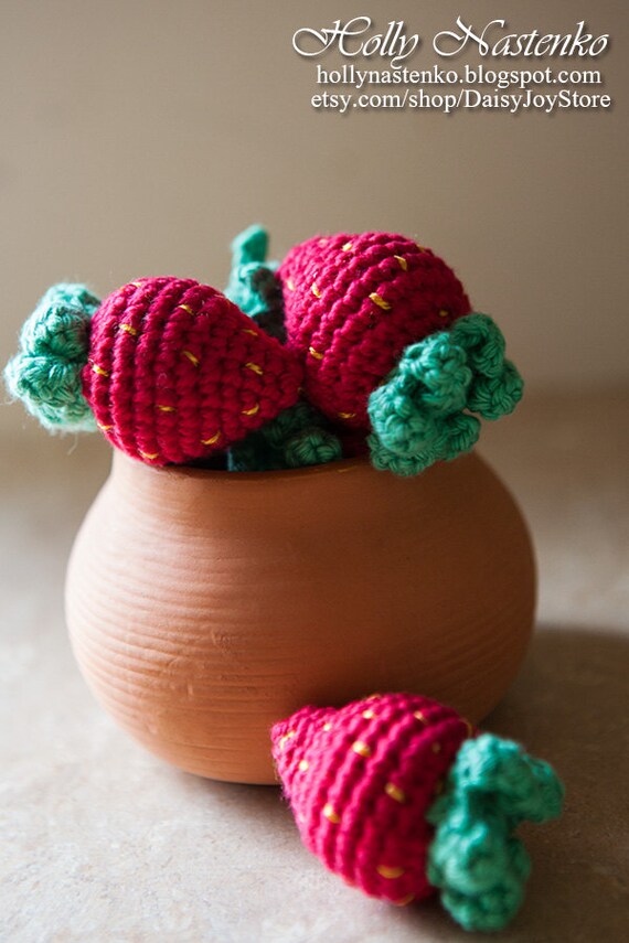 Crochet strawberry play food Handmade Amigurumi Waldorf Easter
