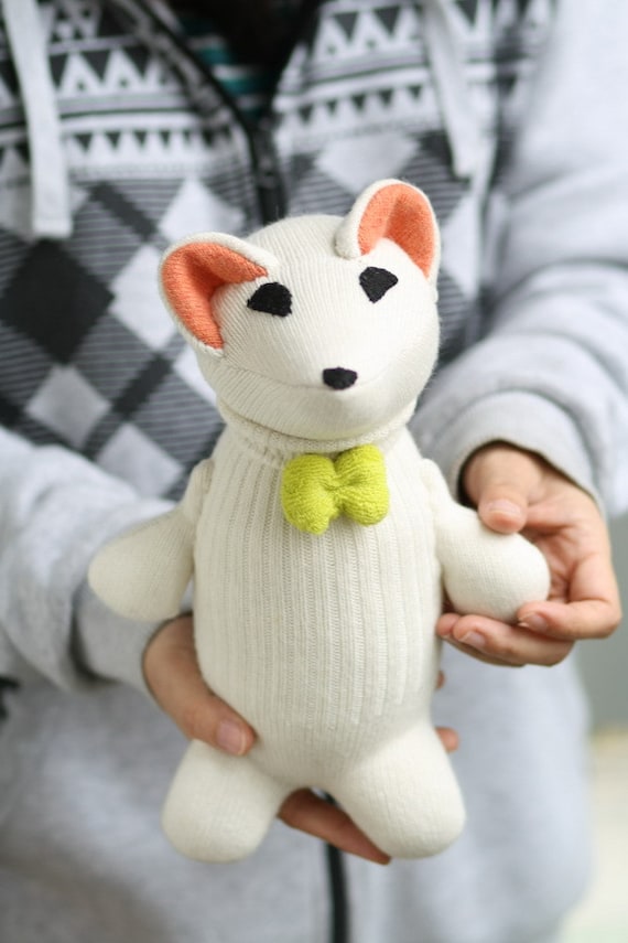 Personalized White Fox stuffed animal baby Home by ToysApartment