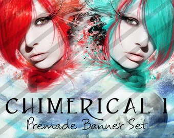Banner Set - Shop banner set - Premade Banner Set - Graphic Banners - Facebook Cover - Avatars - Bisiness Card - "Chimerical 1"