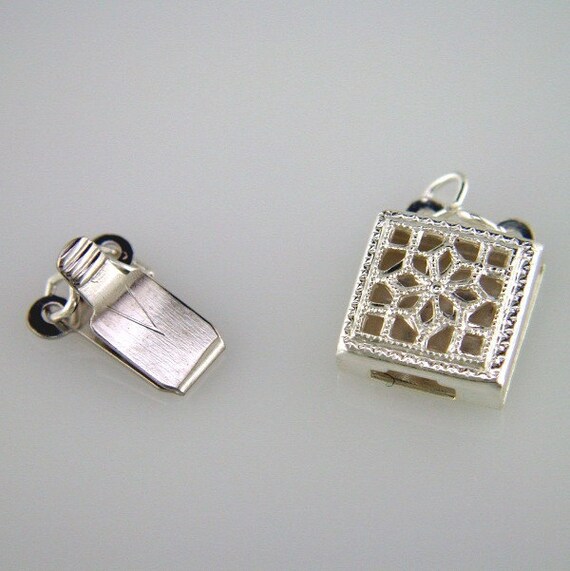1pc Filigree Square Box Clasp .925 Sterling by Silvershowroom