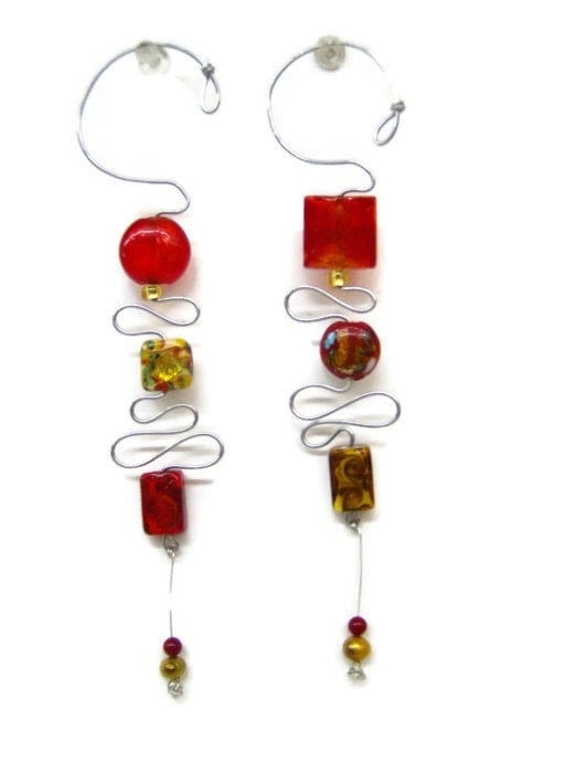 handmade ornament- wire, glass, lampwork and foil beads