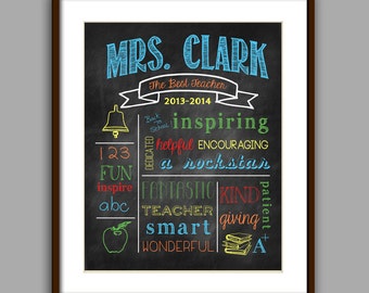 Teacher Gift - "The Best Teacher" Chalkboard Style Printable Digital File 8x10 JPG File