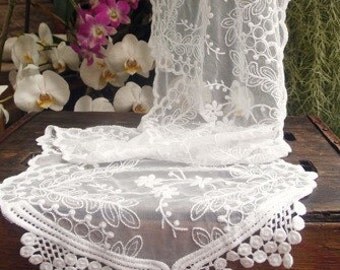 Custom Order Vintage Style Lace Table Runner with Beads or Pearls Simply Stunning!!!!