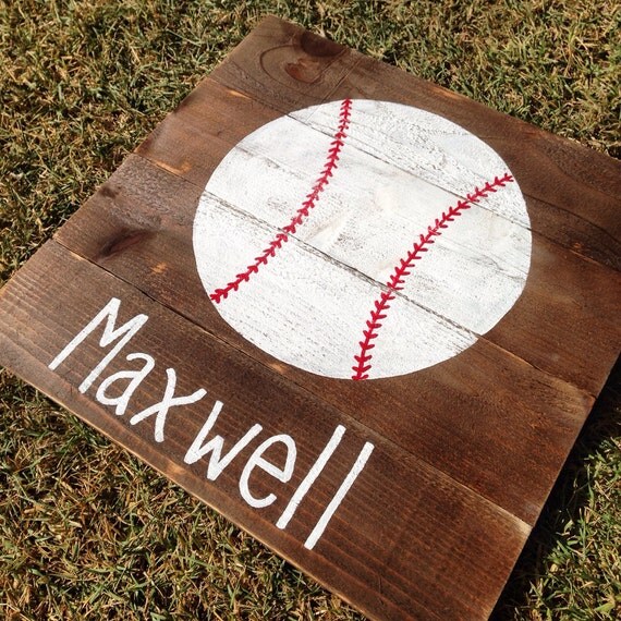 Items similar to Sports Nursery Art, Boy Name Wall art, Baseball Art on