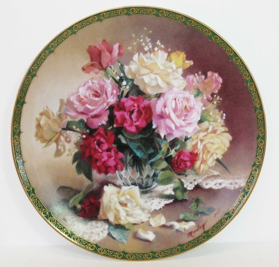 Porcelain Plate Victorian Beauty Plate Roses