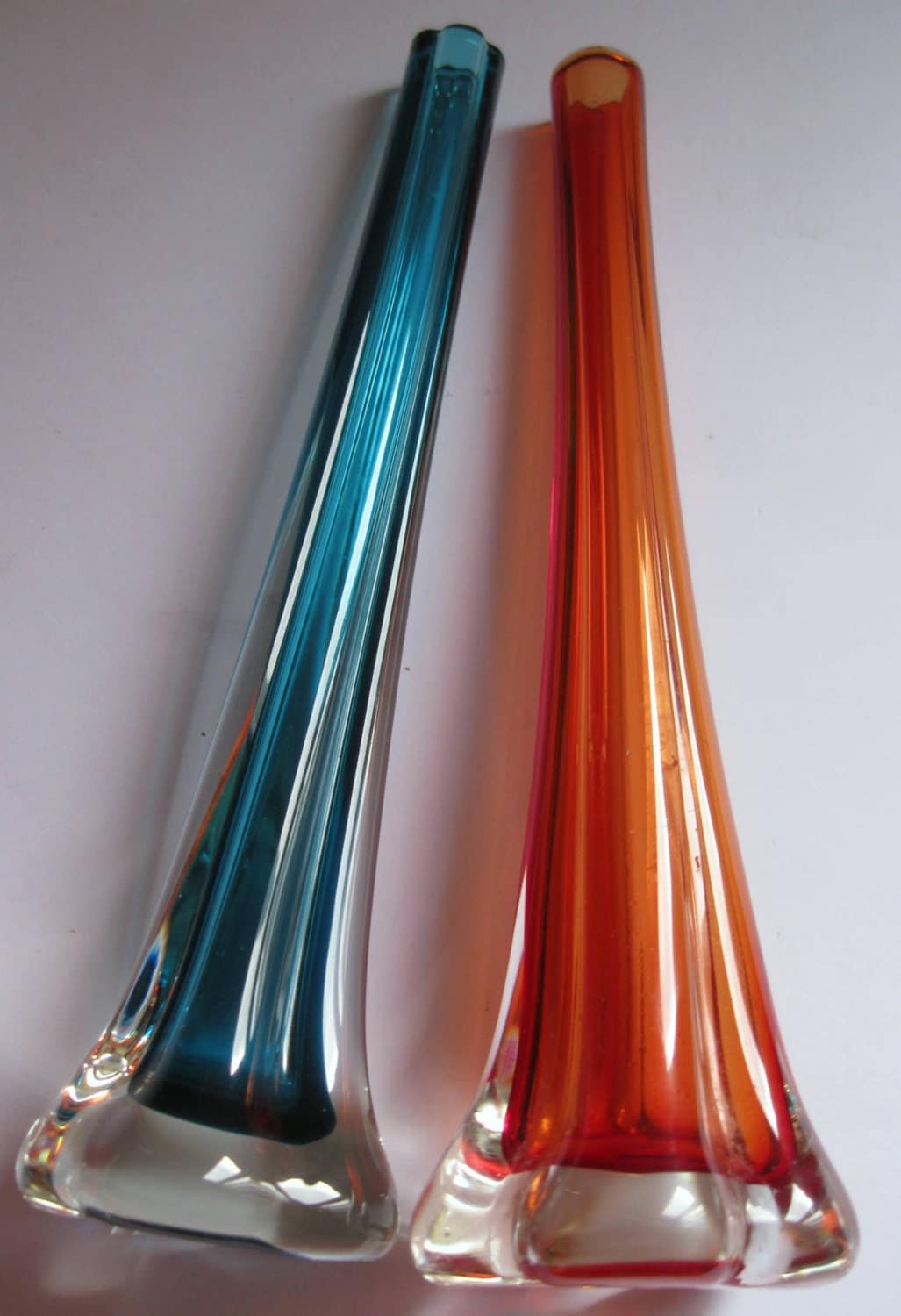 Pair of vintage Murano glass bud vases