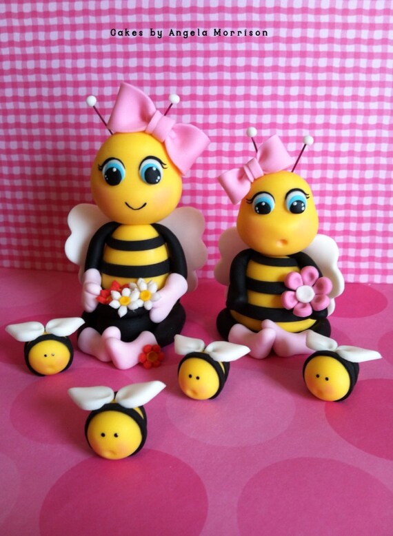 Items similar to Set of bees cake toppers on Etsy