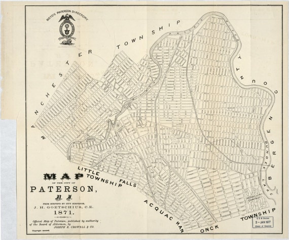 Paterson New Jersey 1871 Map Print By ExpressionArtPrints On Etsy   Il 570xN.657289147 9g46 