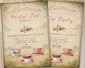 Bridal shower tea party invitation / Printable vintage tea party invite card / Custom digital shabby chic bridal tea invites Il_170x135