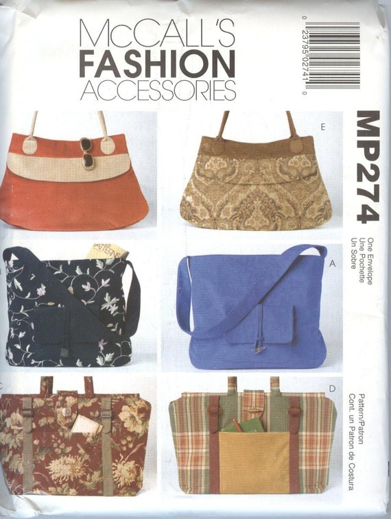 Handbag Pattern McCall's Sewing Pattern Tote Bag Purse Pattern, uncut