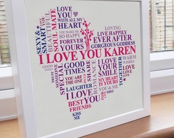 ... fiance or wife. Personalised word art gift. Romantic valentine word