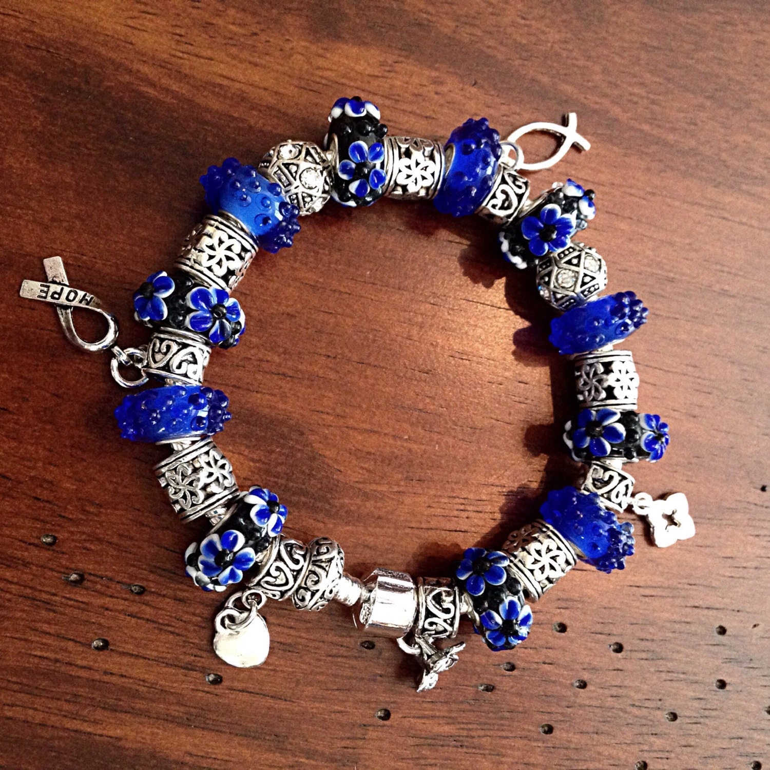 Cancer Awareness Jewelry Charm Bracelet Colon by DorysBoutique