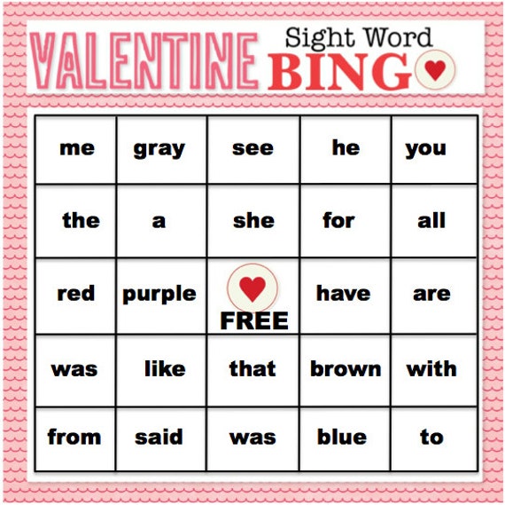 items-similar-to-valentine-sight-word-bingo-on-etsy