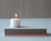 Wedding Centerpiece Votive Candle Holder: solid natural walnut + coral reef (asymmetrical)