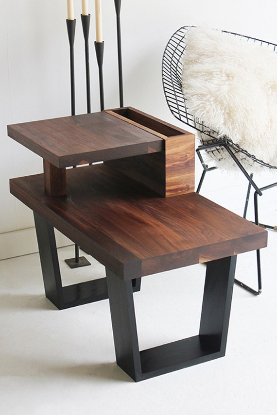 walnut end table wood table walnut furniture modern end