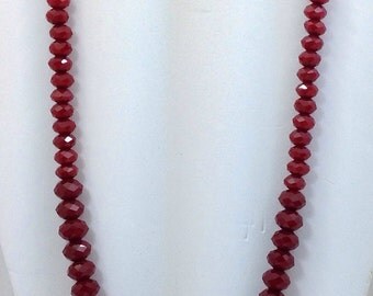 Ruby red quartz 20" graduated holiday necklace.
