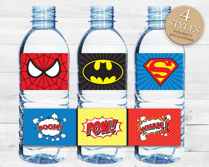 Spiderman Water Bottle Label Instant Download Superhero Water Bottle 