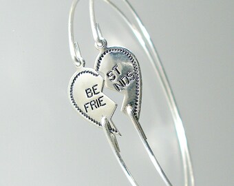 Best Friends Bangle Bracelet Set, Silver Bangle Bracelet, Silver Friendship Bracelet, Best Friends Bracelets (S165S..)